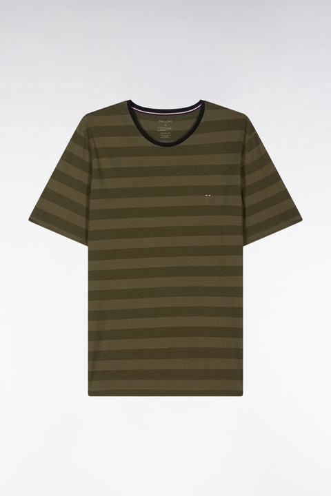 Short pyjamas in cotton jersey T-shirt khaki navy shorts - Image 1