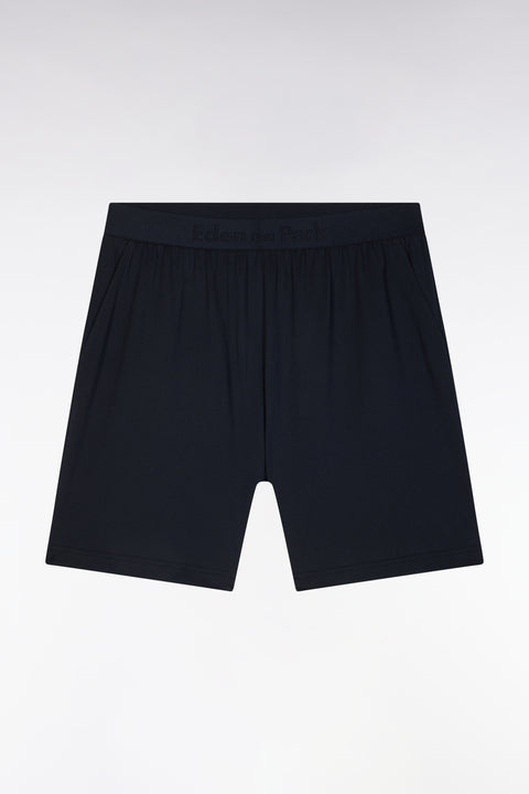 Short pyjamas in blue and navy cotton jersey - Image 3