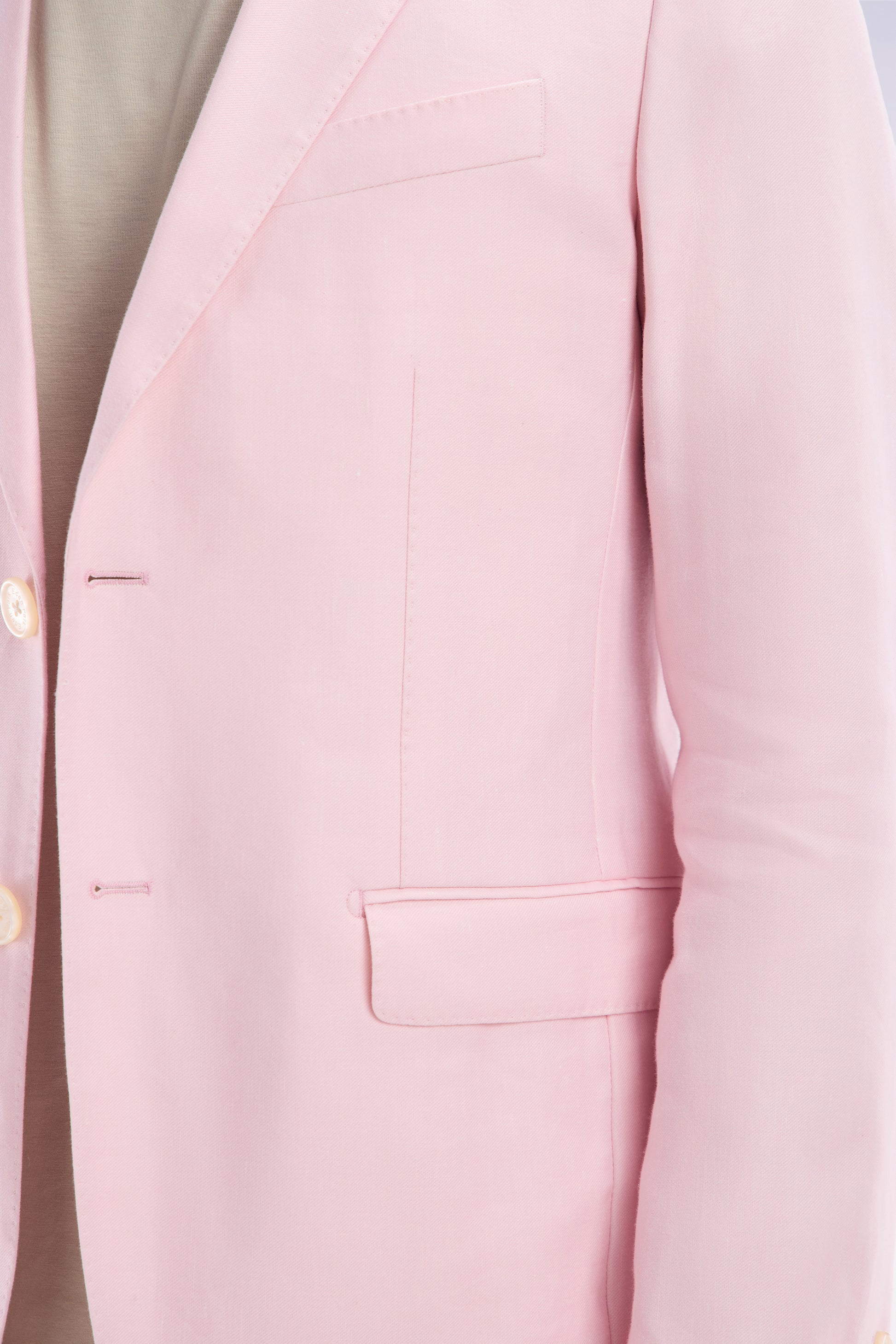 Veste de costume en lin et coton stretch rose