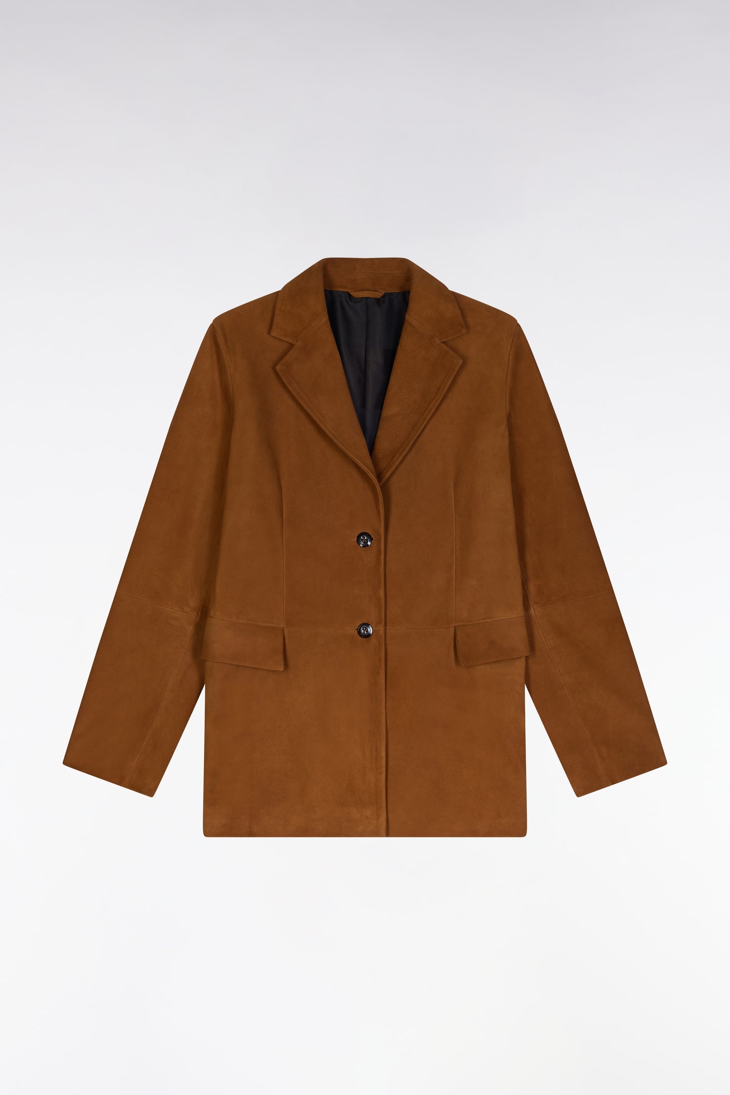 Veste blazer en cuir suédé marron