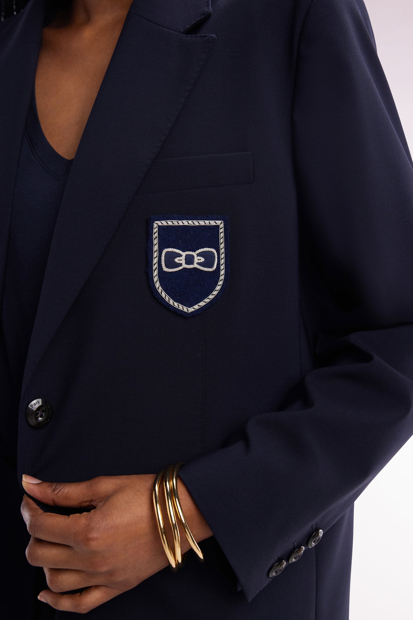 Oversized navy suit jacket in virgin wool