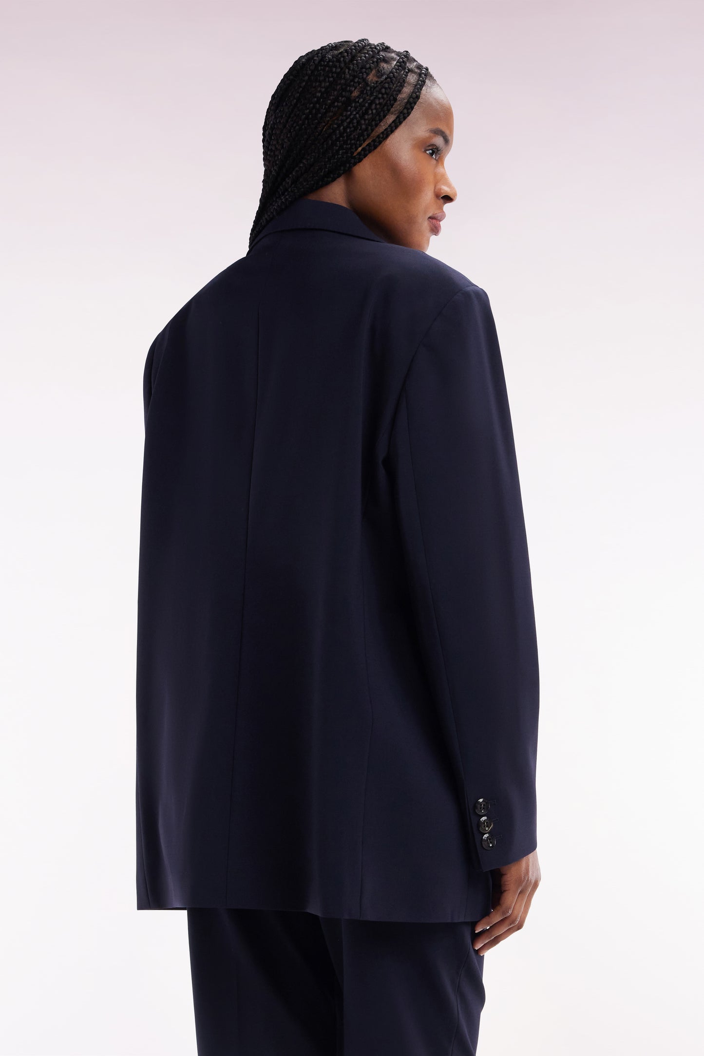 Oversized navy suit jacket in virgin wool
