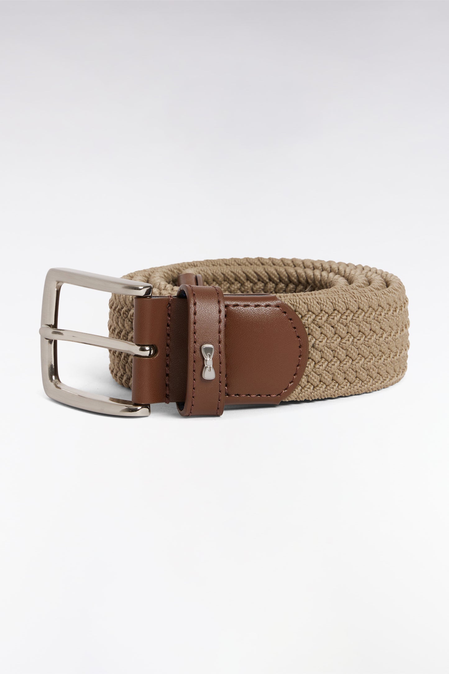 Ceinture textile élastiquée beige