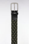 Khaki tricolor elasticated textile belt