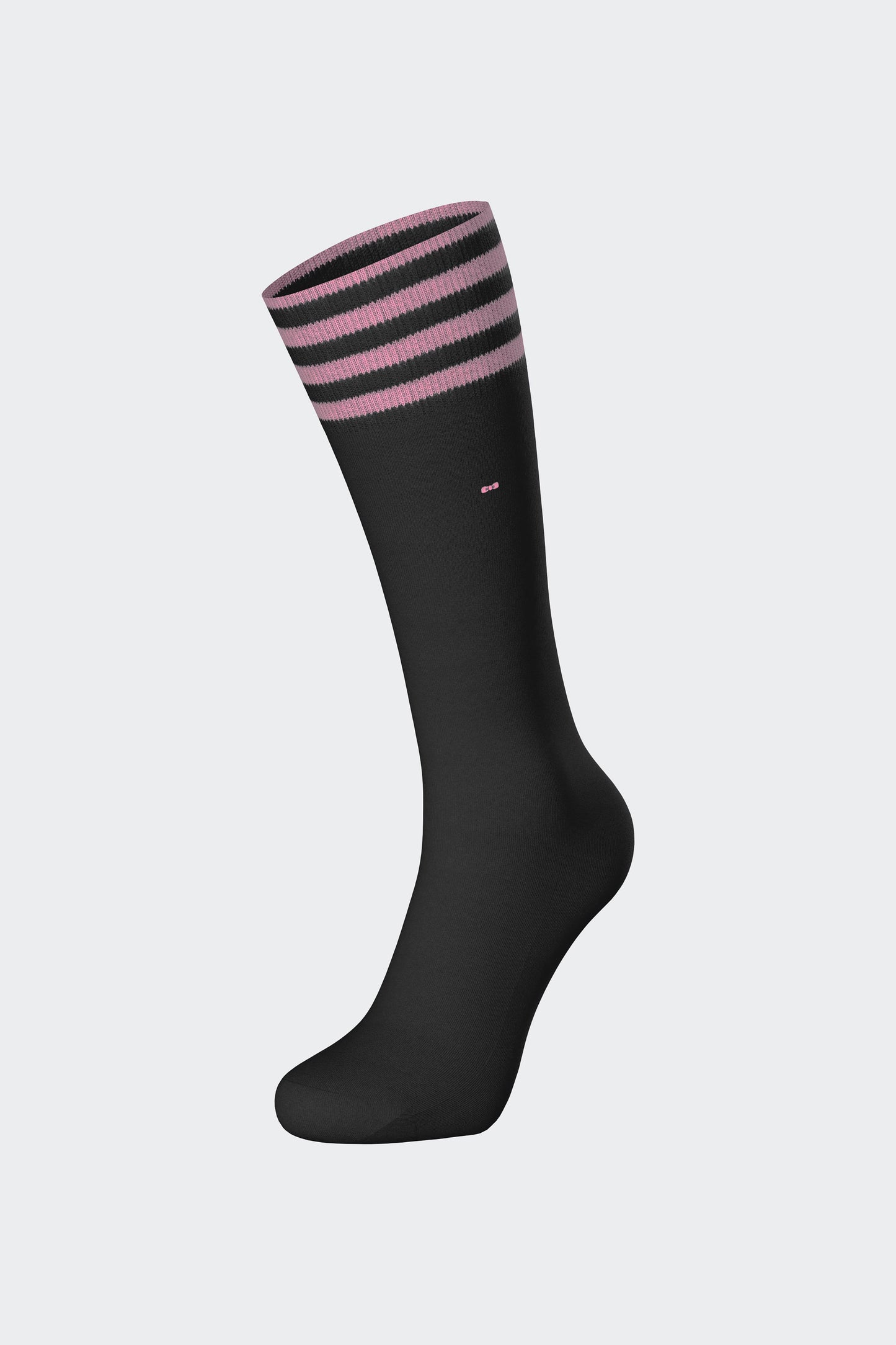 Pair of black cotton blend socks with striped trim