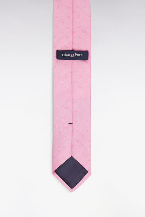 Cravate en soie rose à micromotifs nœuds papillon - Image 2