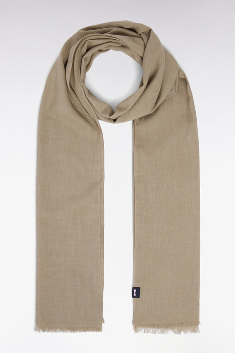 Plain khaki cotton and modal scarf - Image 1