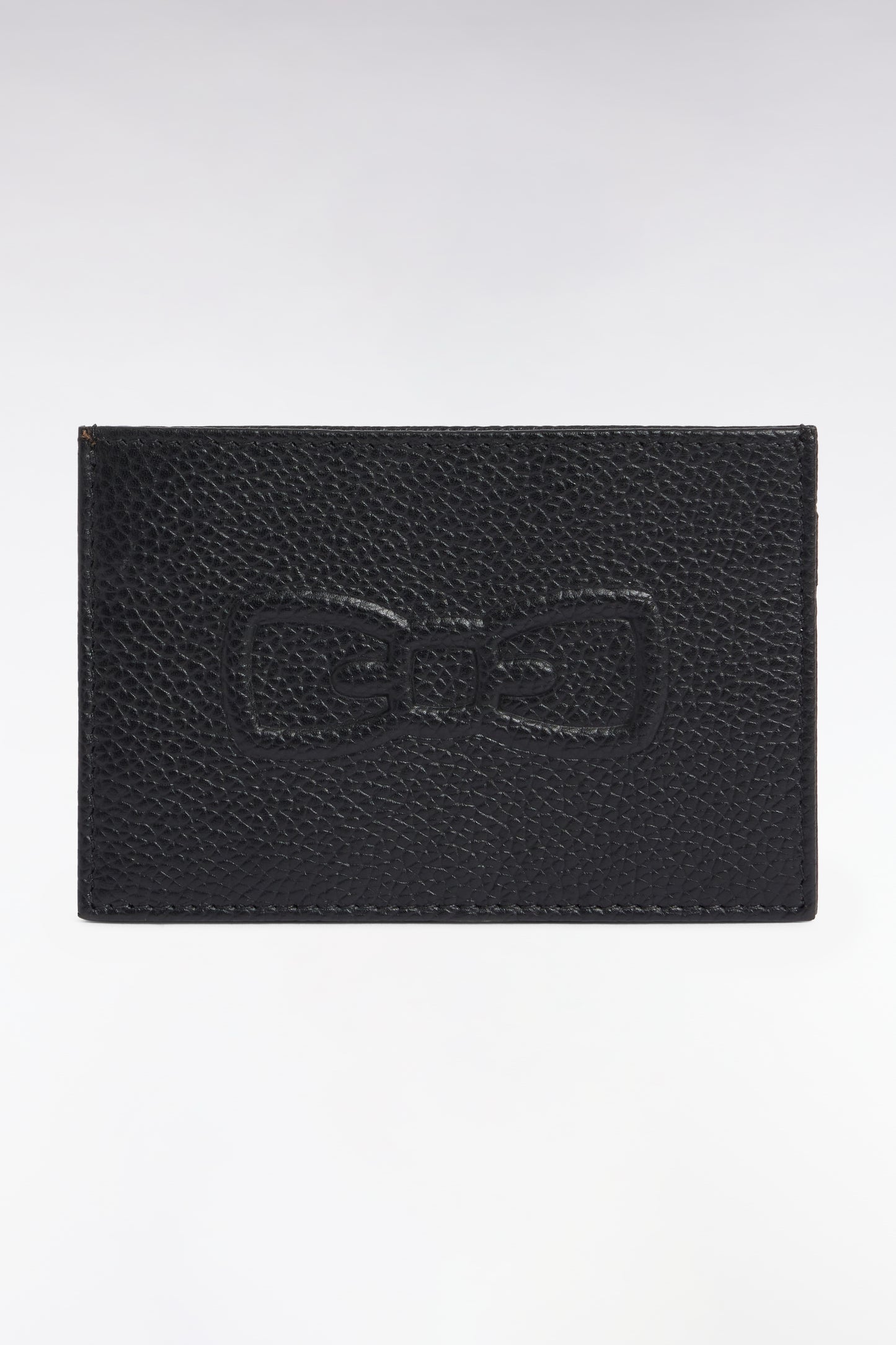 Porte-cartes en cuir noir embossé