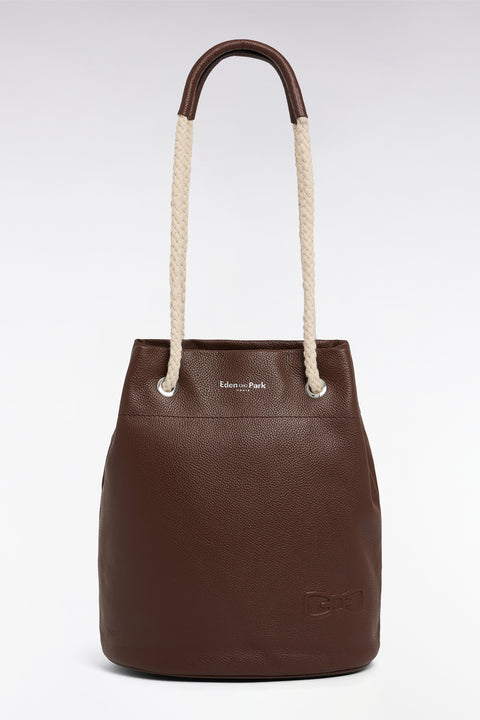 Brown leather bucket bag - Image 1