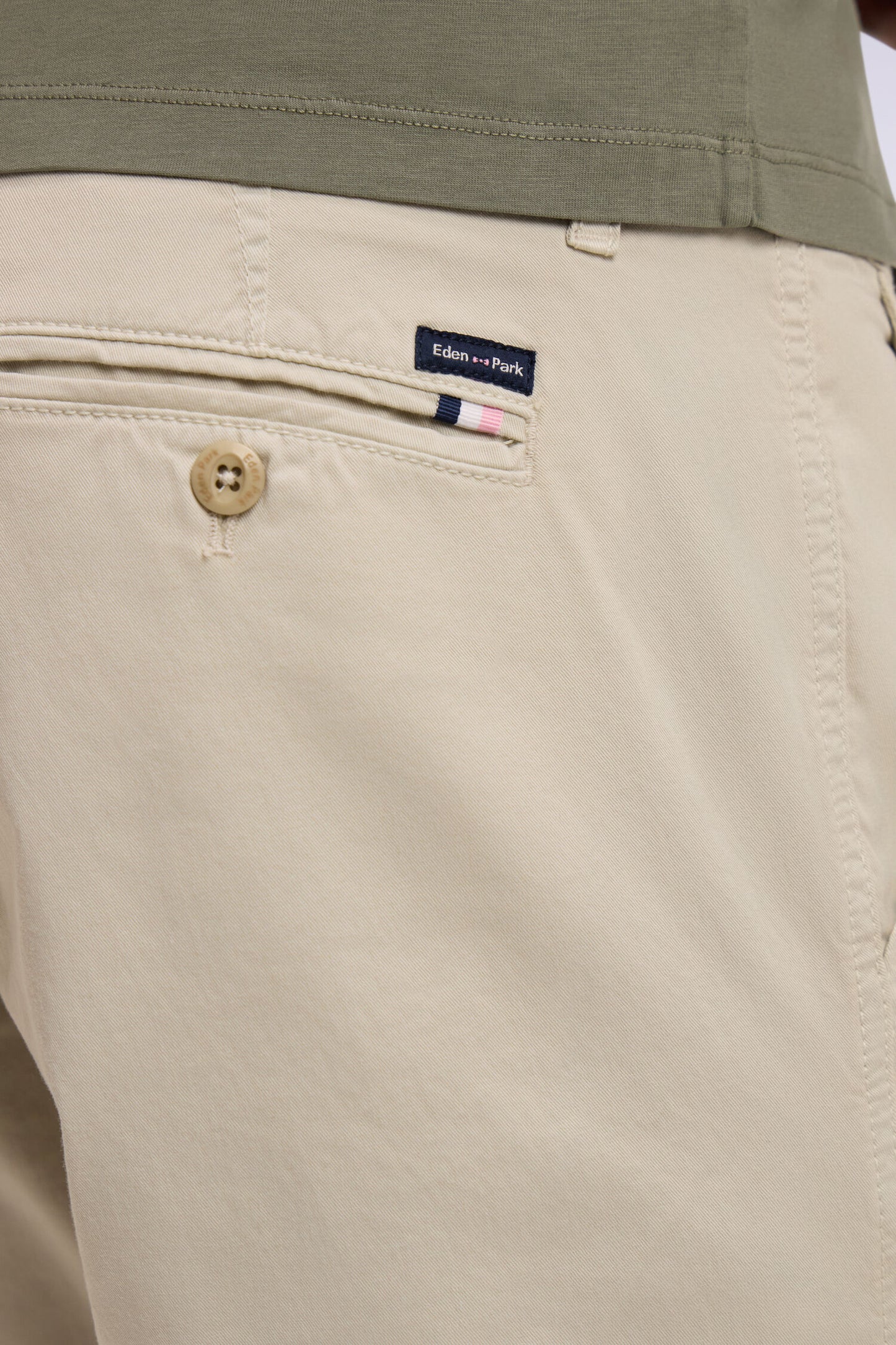 Pantalon chino regular en coton stretch beige
