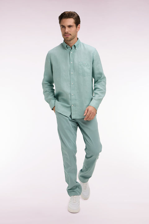 Pantalon chino regular en coton stretch vert d'eau - Image 3
