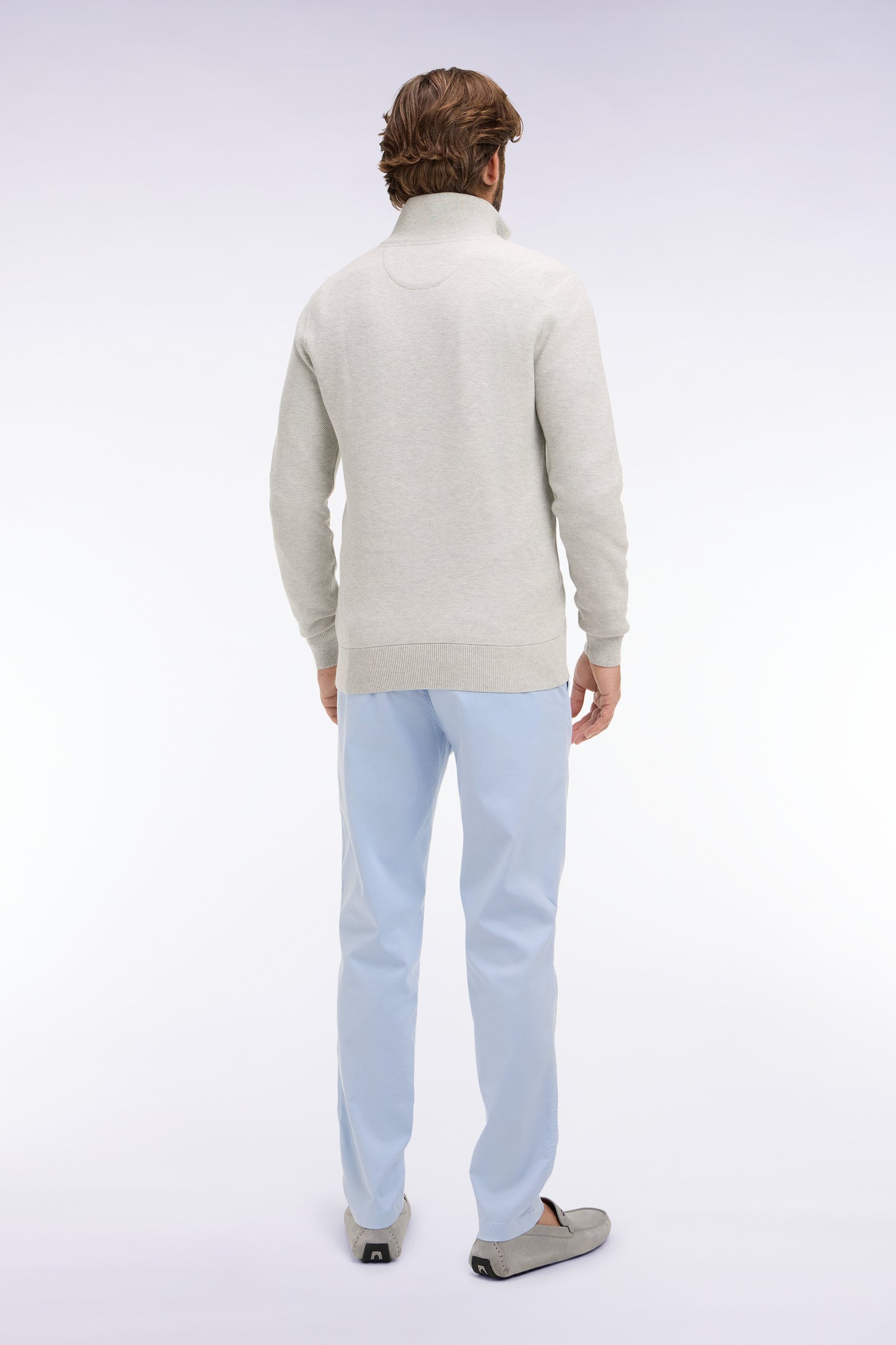 Light gray lyocell and stretch cotton chino pants