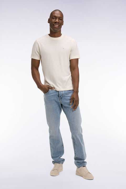 Jean en denim stretch bleu foncé stone bleach coupe regular - Image 1