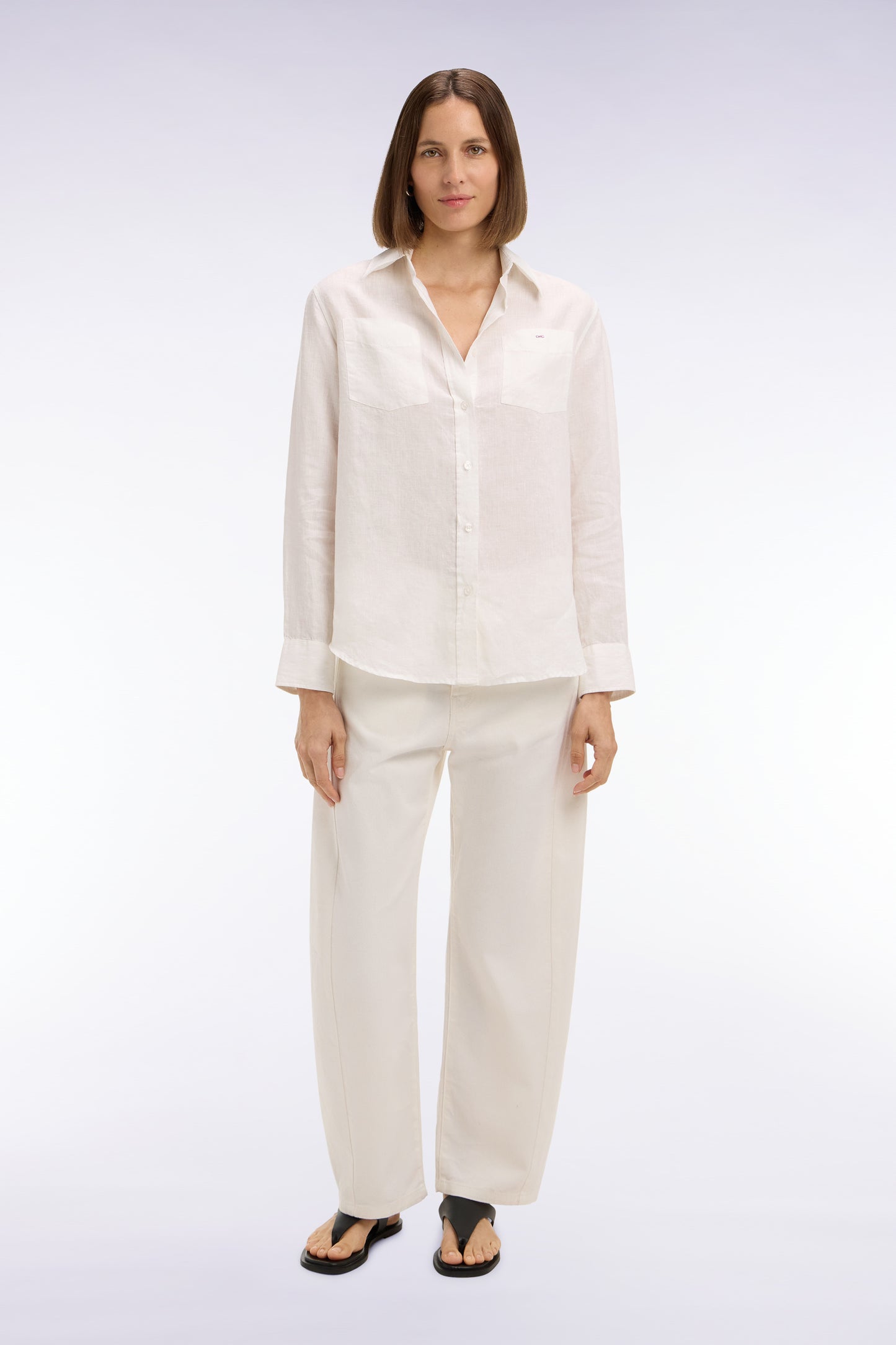 Jean coupe barrel en denim stretch blanc