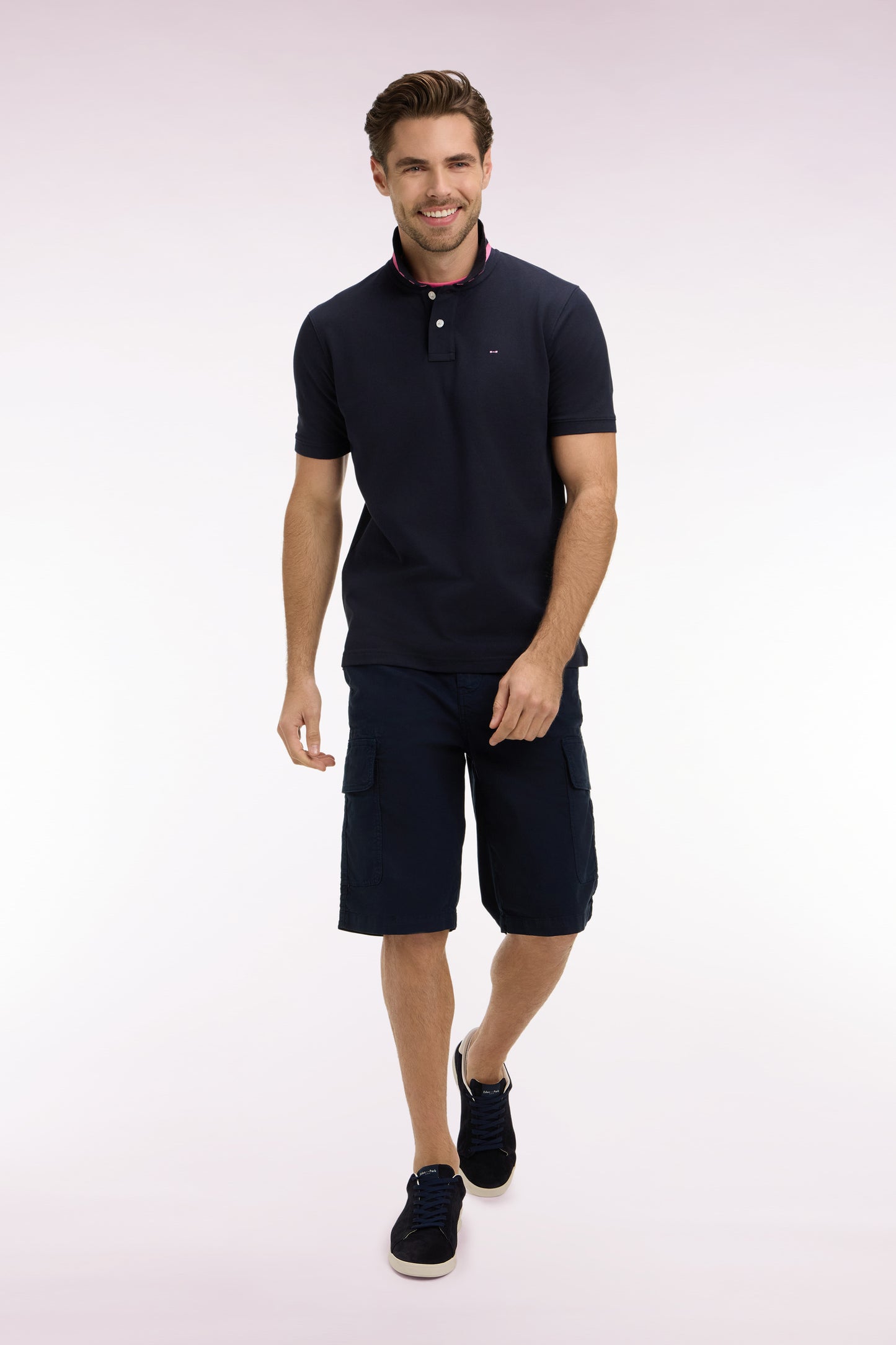 Navy cotton cargo Bermuda shorts