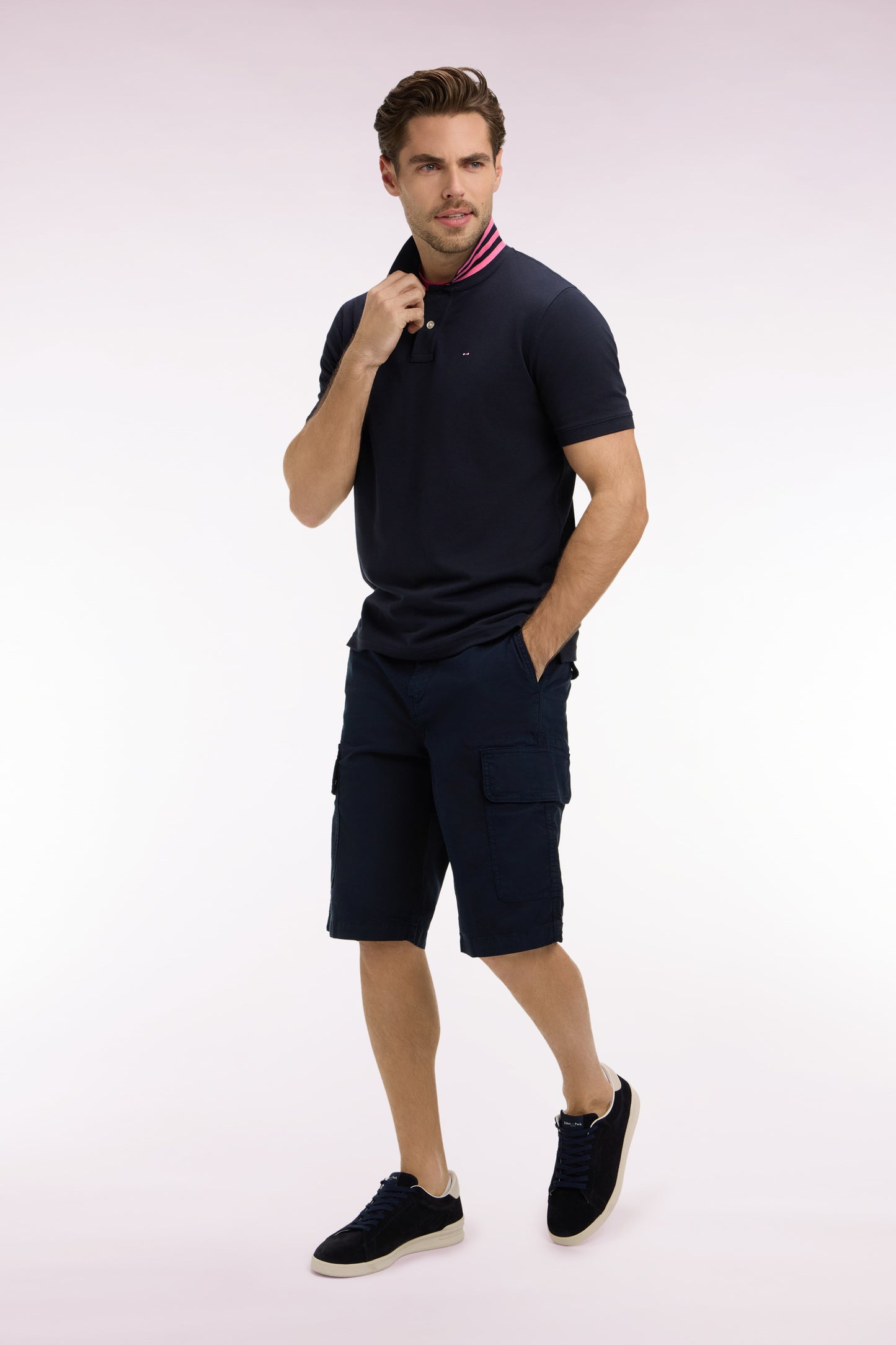 Navy cotton cargo Bermuda shorts