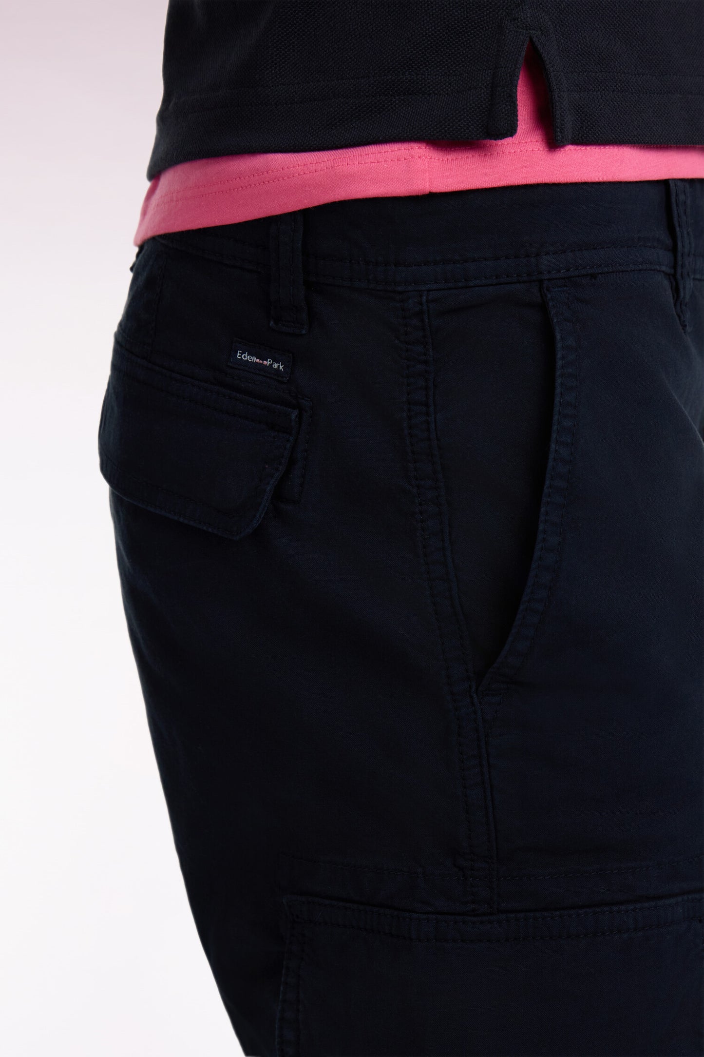 Navy cotton cargo Bermuda shorts