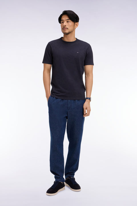 Modern fit blue chambray elasticated waist pants - Image 3