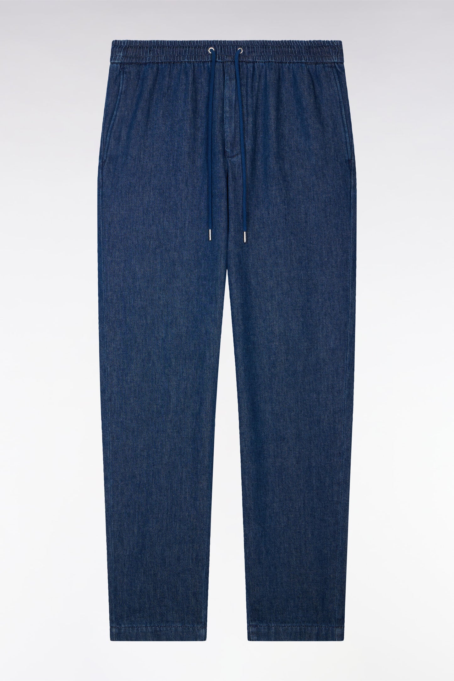Pantalon taille élastiquée en chambray bleu coupe Modern