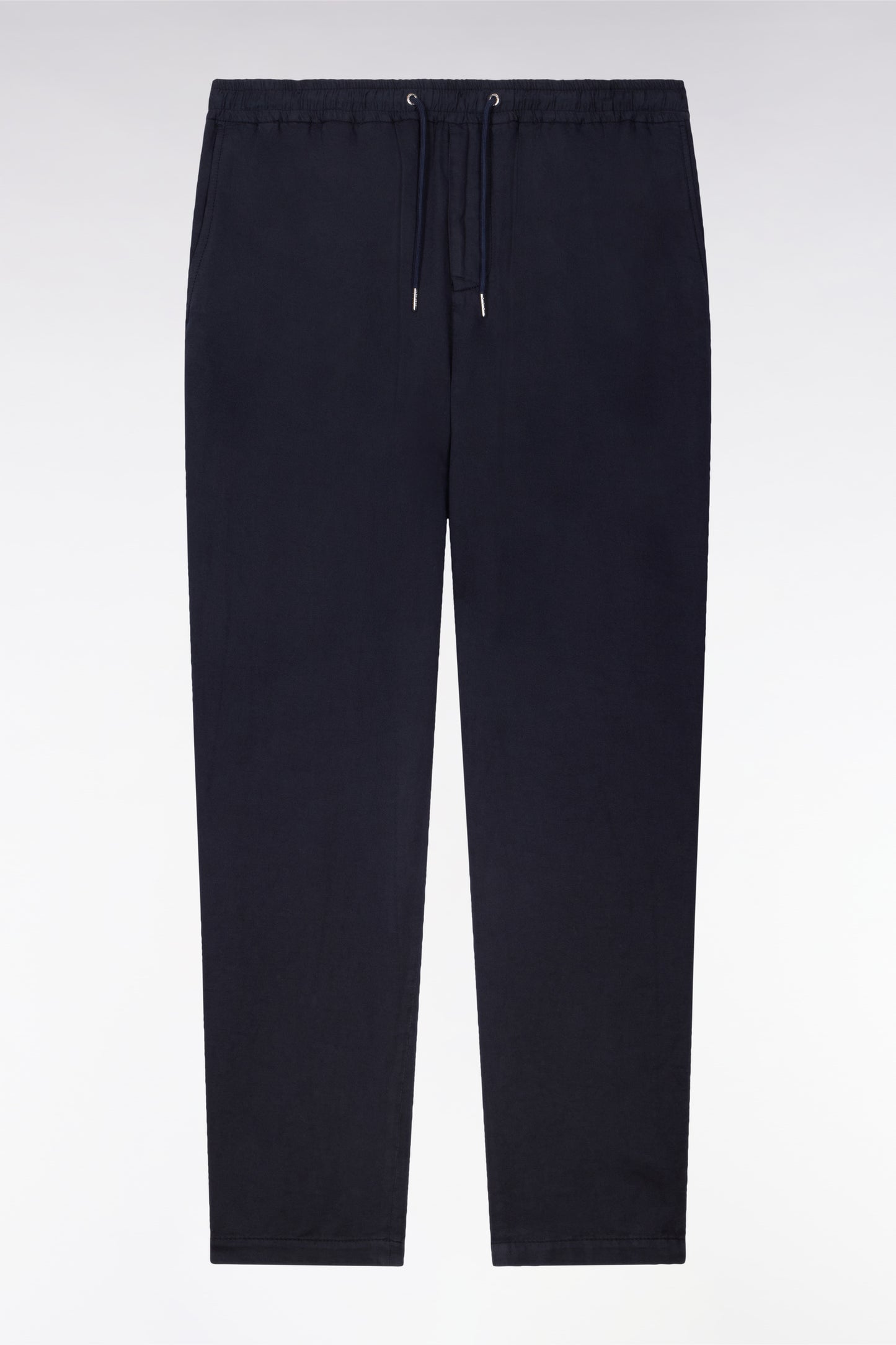 Modern fit navy cotton linen and lyocell pants
