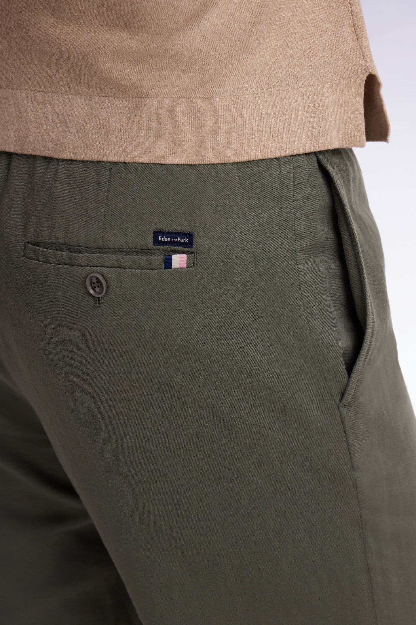 Modern fit khaki cotton linen and lyocell pants