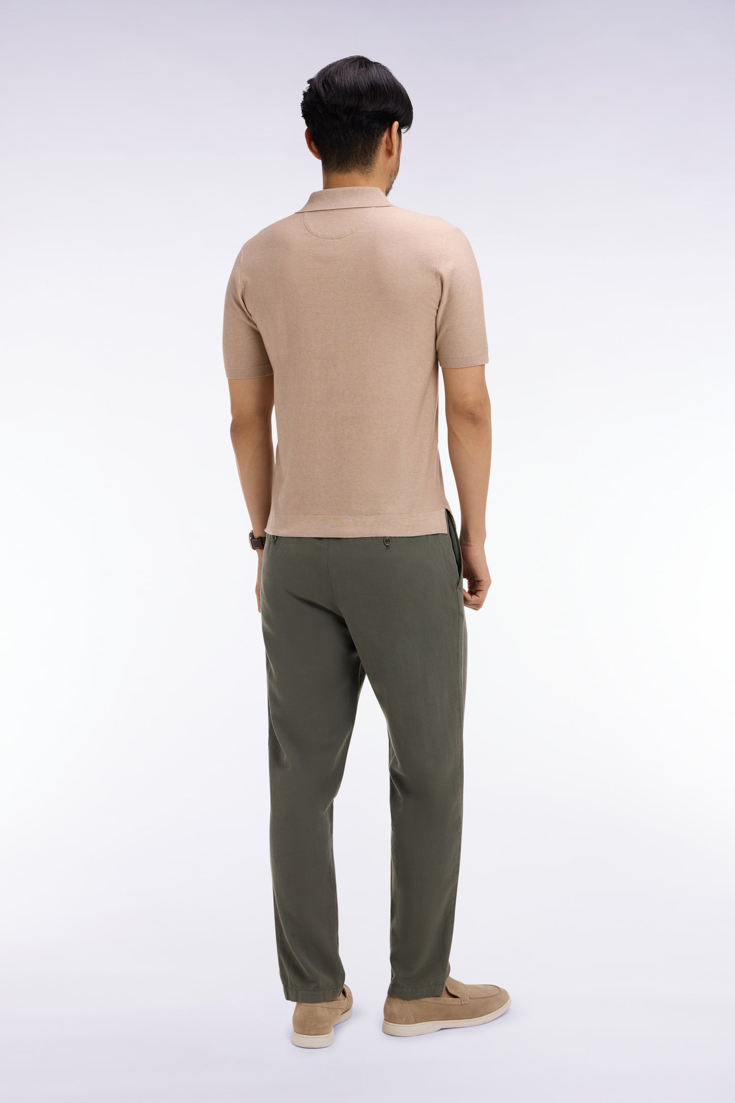 Modern fit khaki cotton linen and lyocell pants