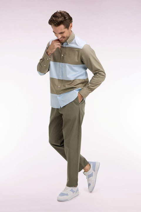 Khaki cotton canvas pants - Image 1
