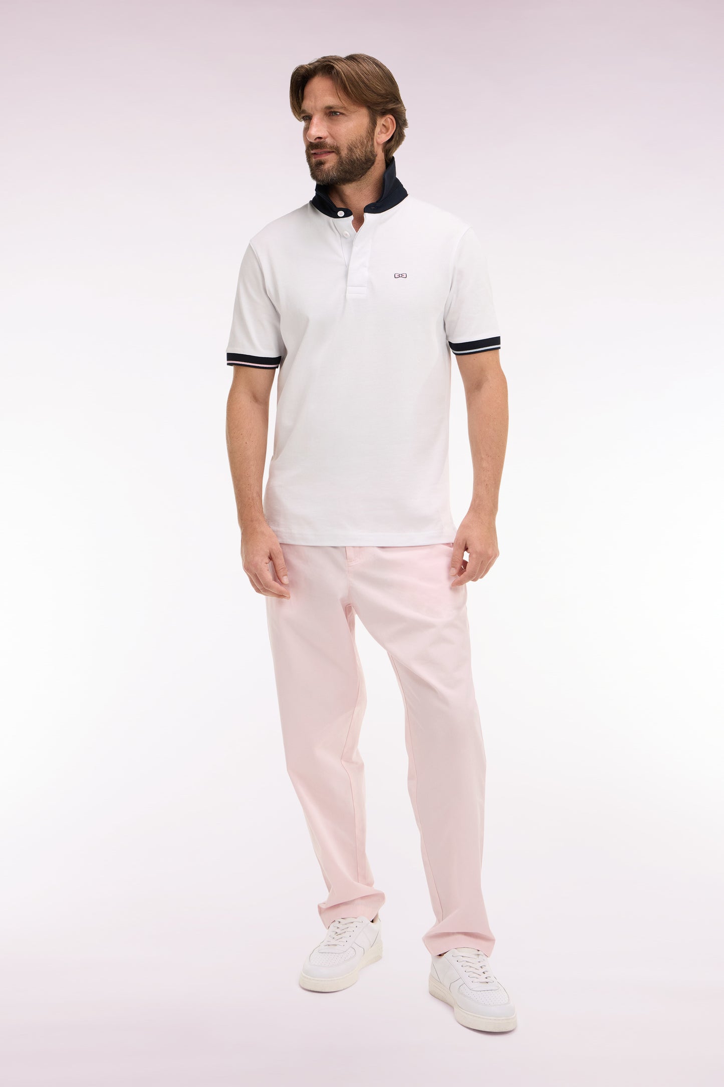 Pink cotton canvas pants