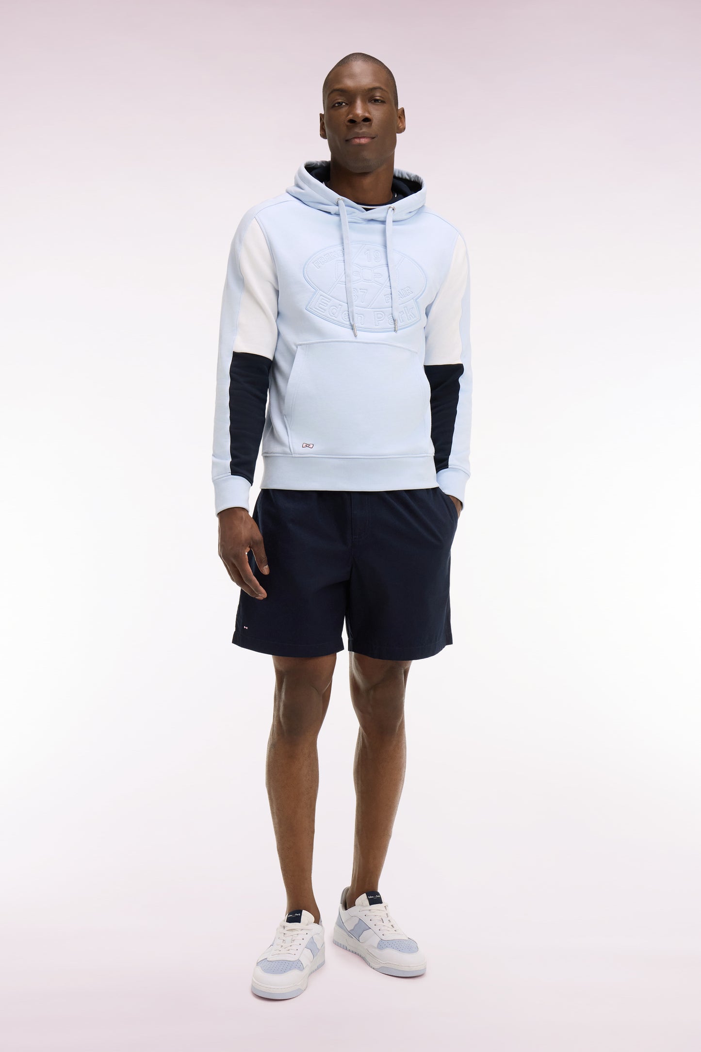 Navy cotton poplin shorts