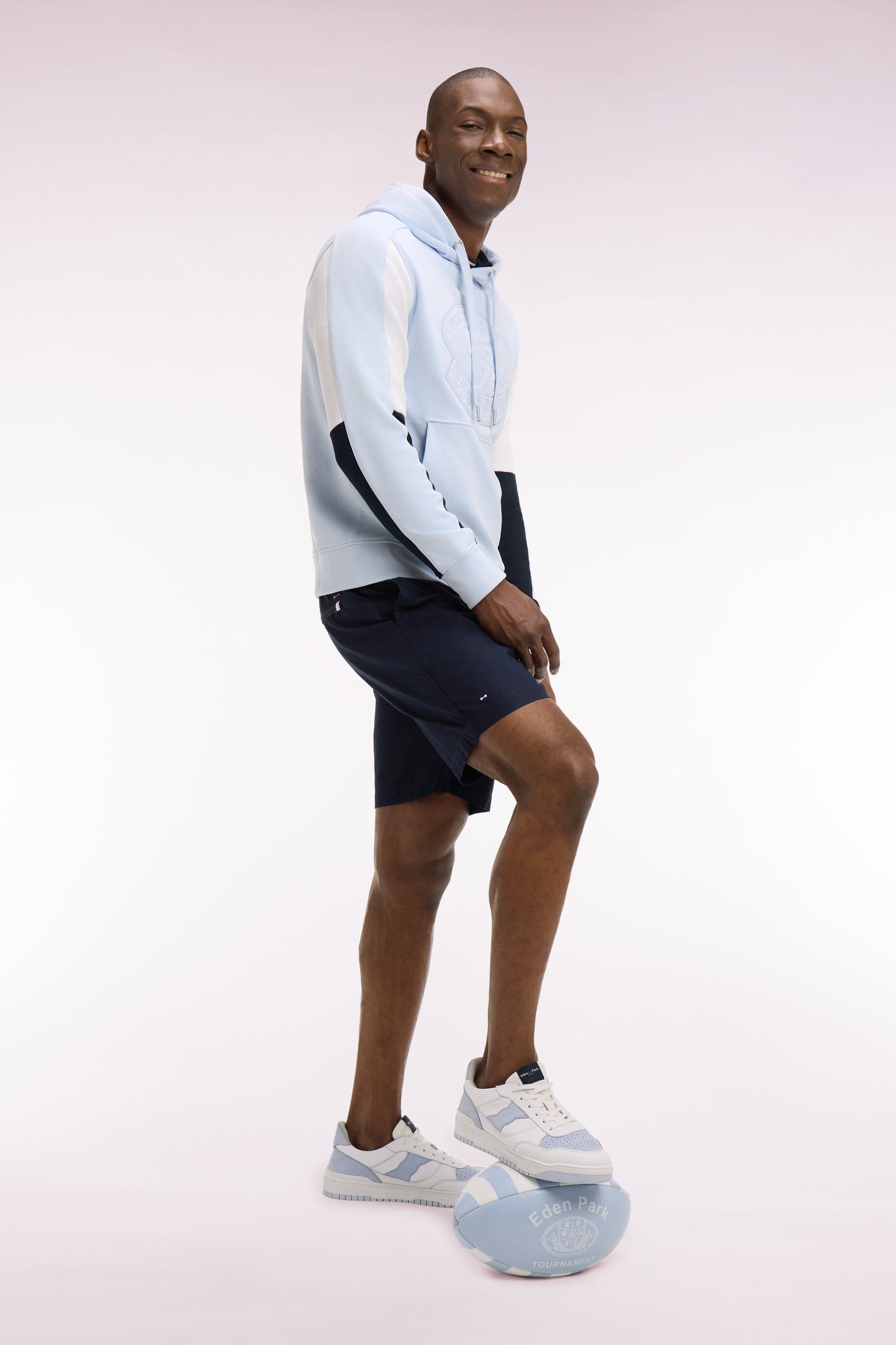 Navy cotton poplin shorts