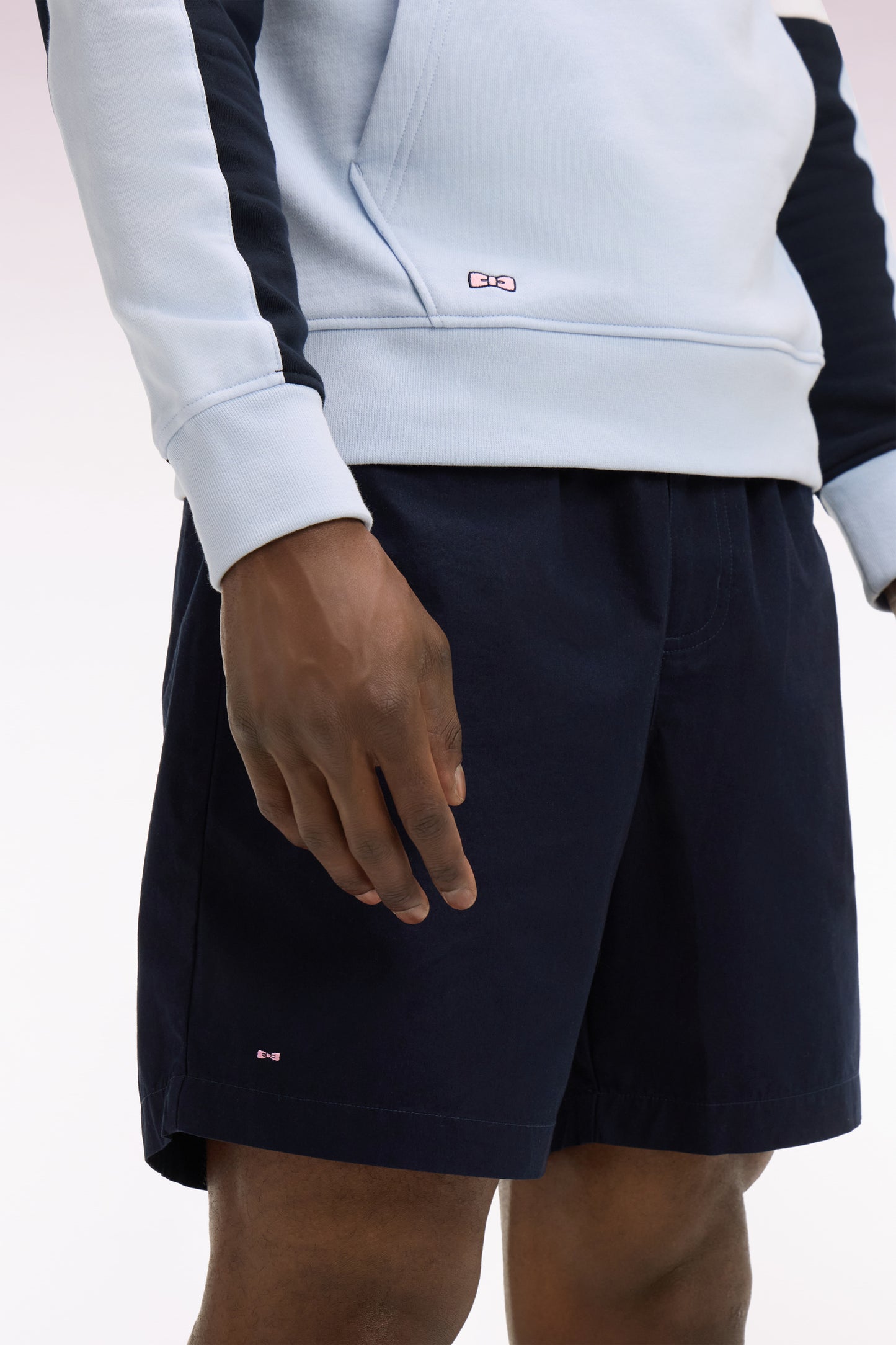 Navy cotton poplin shorts