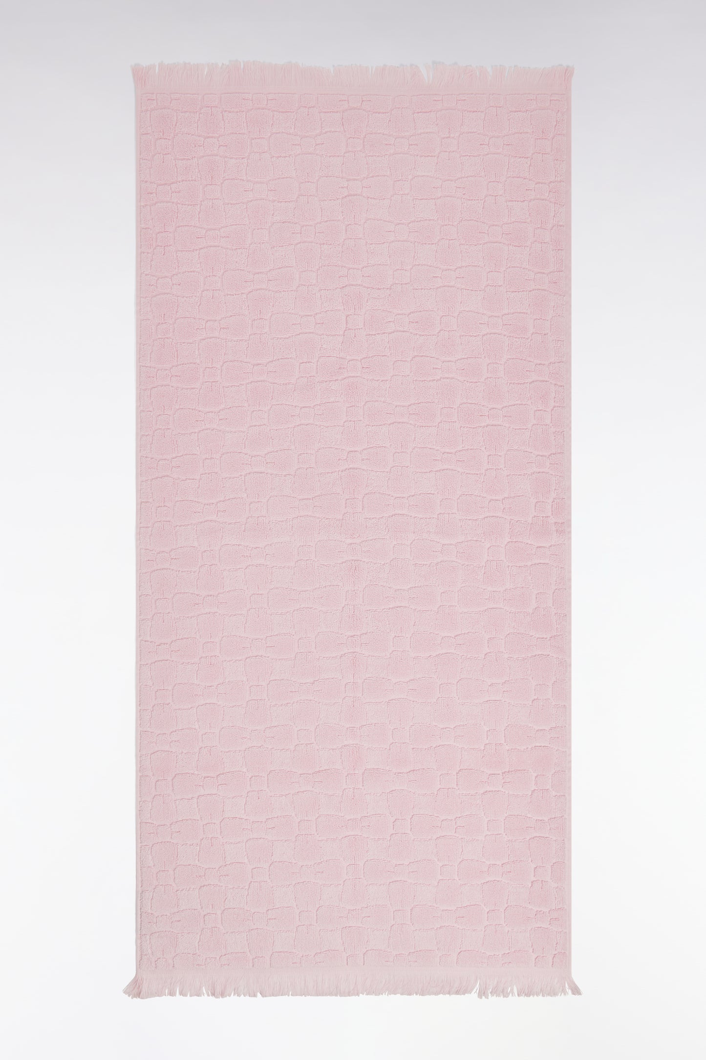 Pink cotton hand towel with micro bowknot patterns