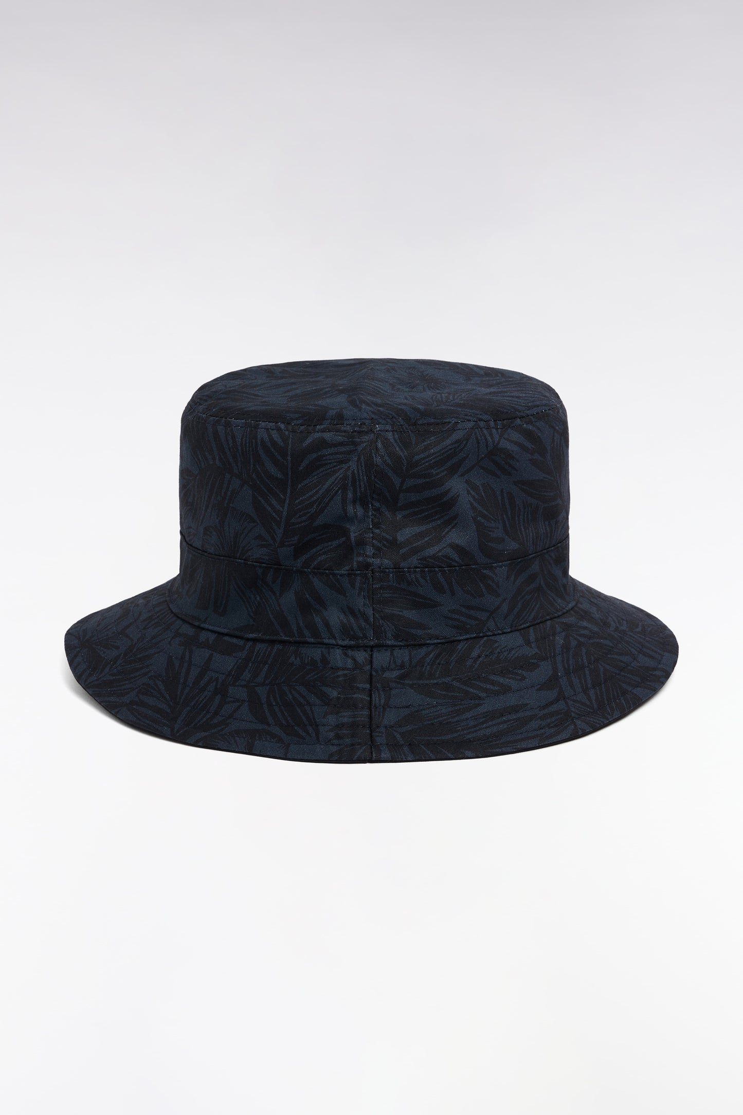 Reversible bucket hat in navy printed cotton twill
