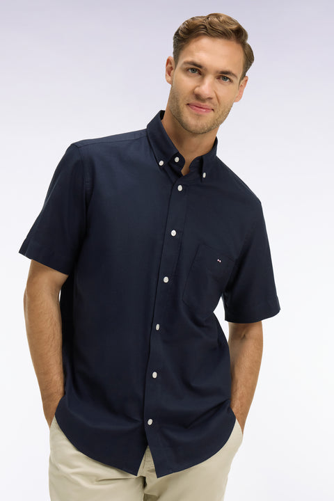 Chemise à manches courtes en piqué coton marine - Image 3