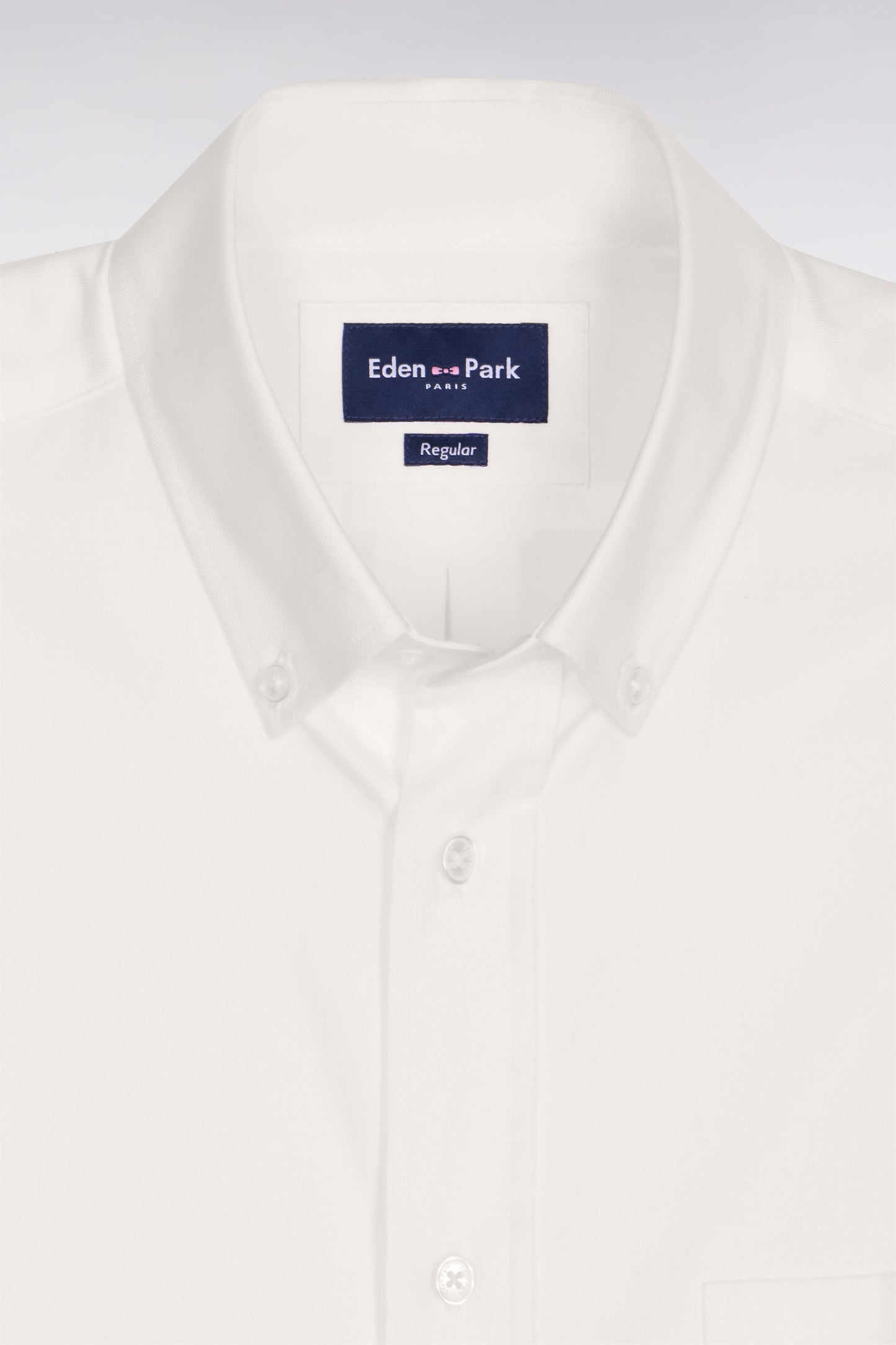 Short-sleeved shirt in white yarn-dyed cotton