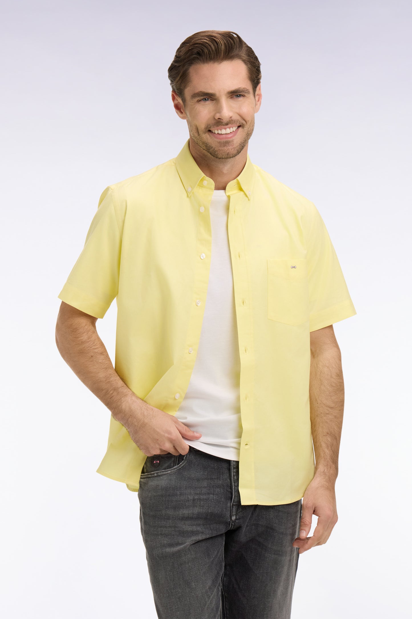 Youthful Yarn-Dyed Cotton Short-Sleeve Shirt