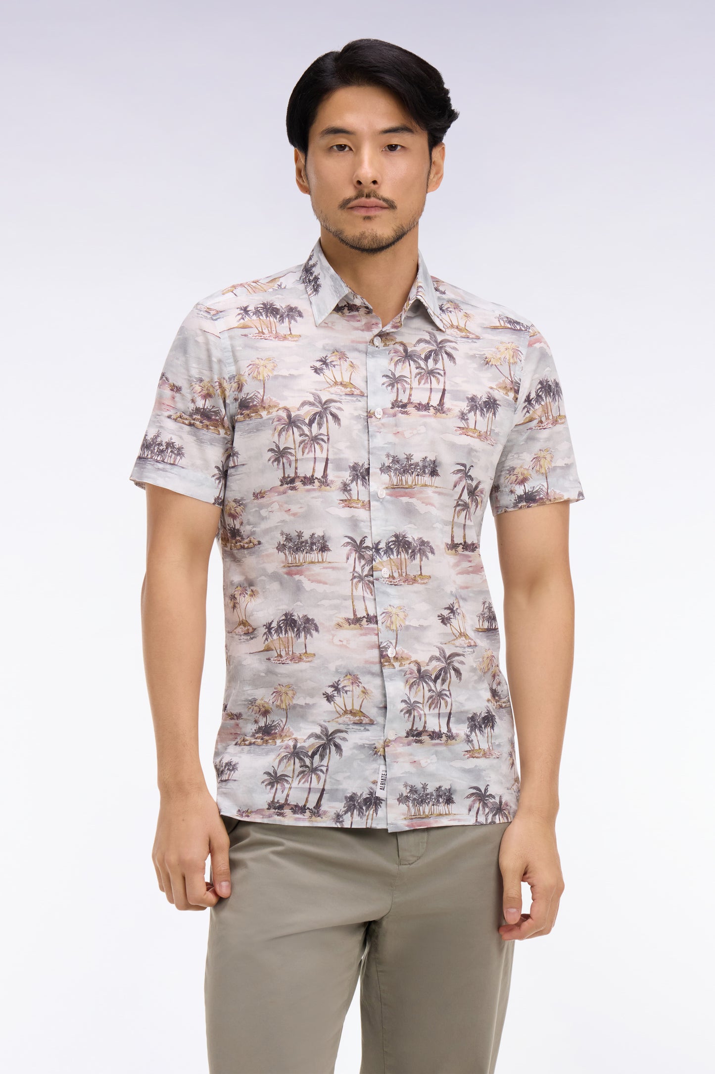 Chemise hawaïenne à manches courtes en coton imprimé coupe slim