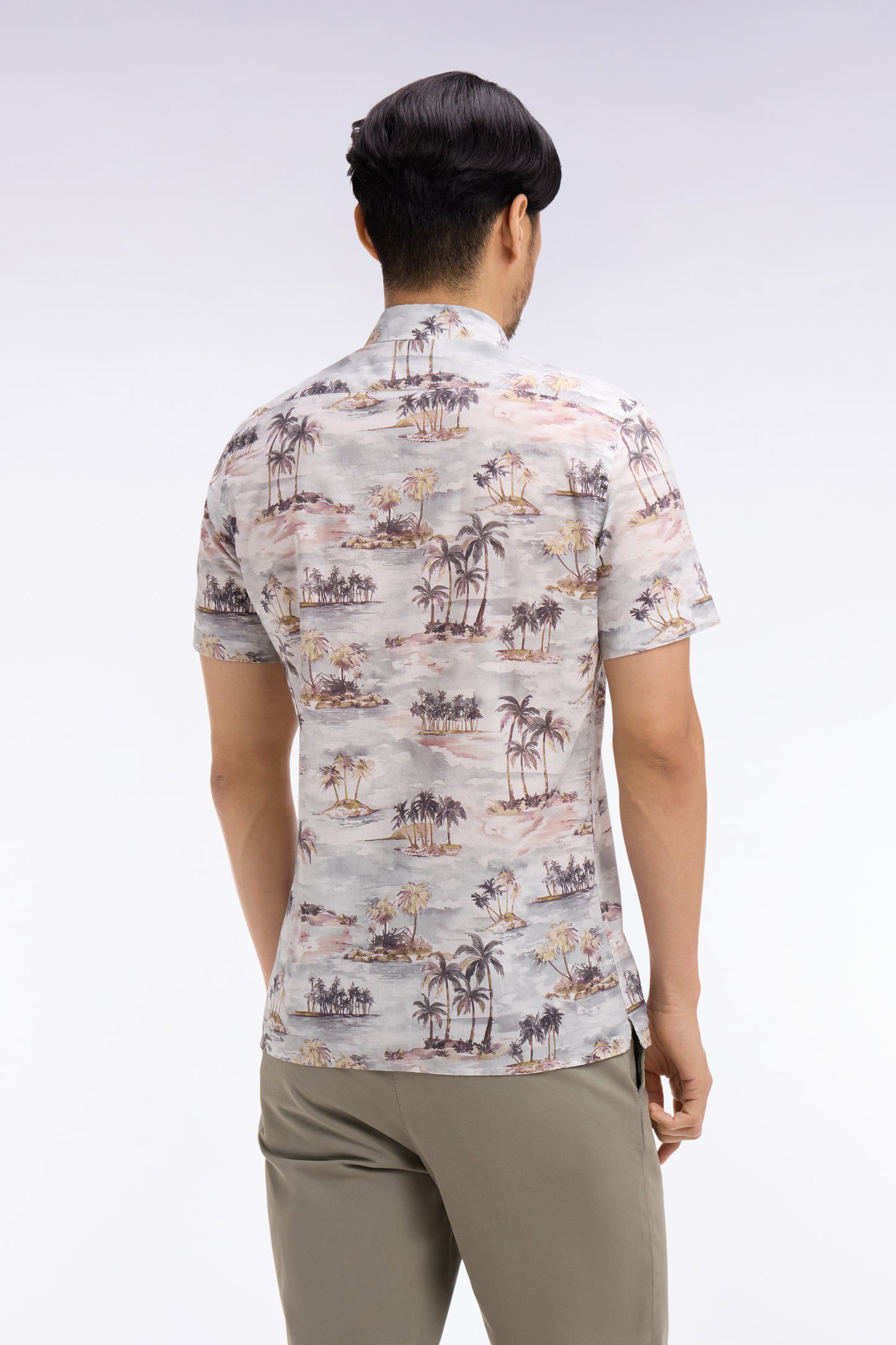 Chemise hawaïenne à manches courtes en coton imprimé coupe slim