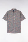 Chemise à manches courtes en coton orange à micromotif floral