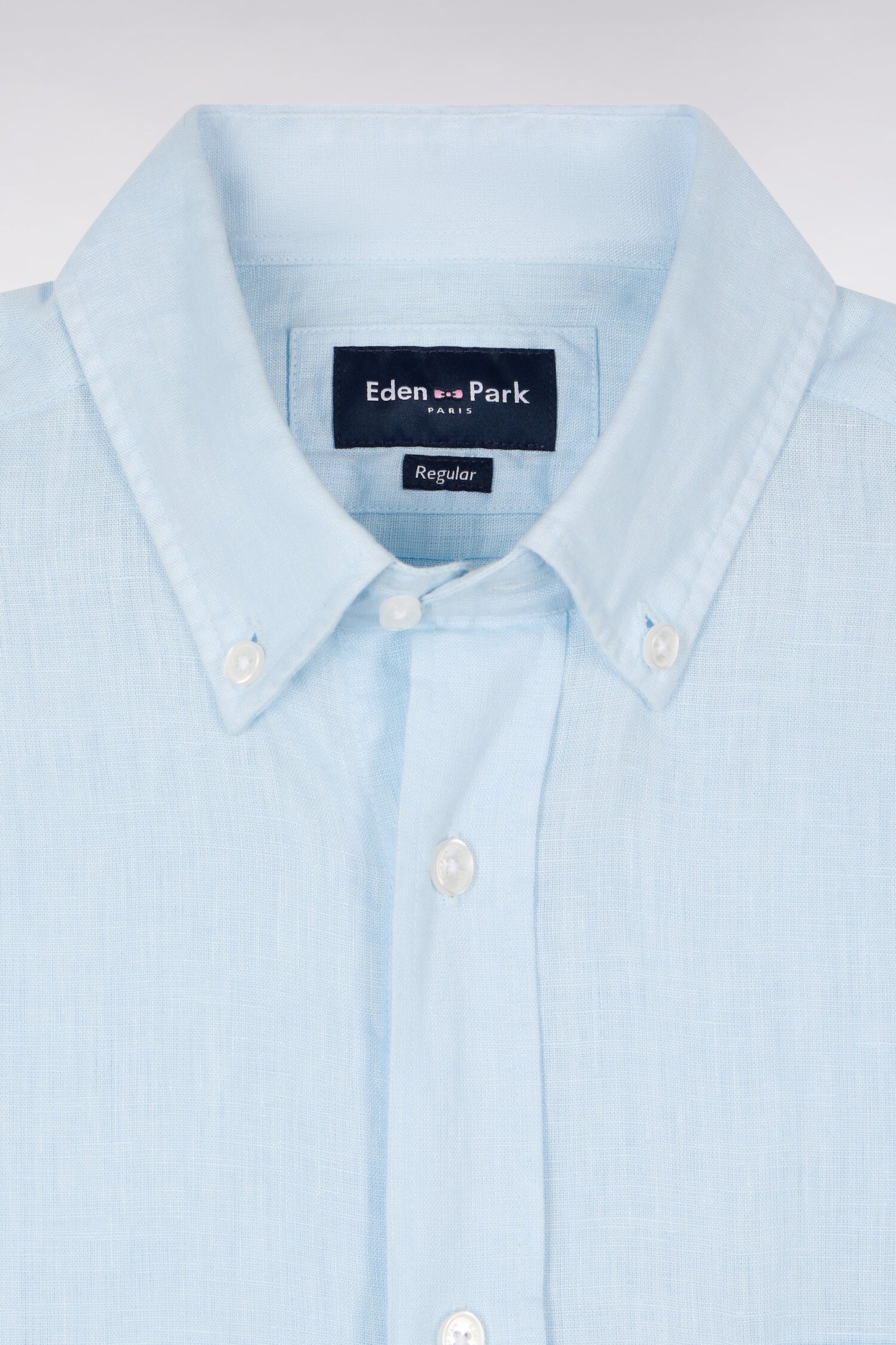 Chemise à manches courtes en lin ciel