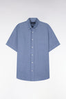 Chemise à manches courtes en lin bleu