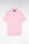 Chemise à manches courtes en lin rose clair