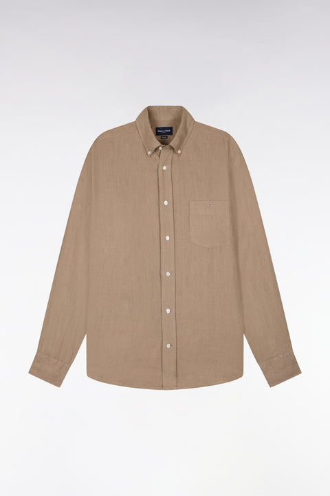 Chemise en lin beige coupe droite - Image 2