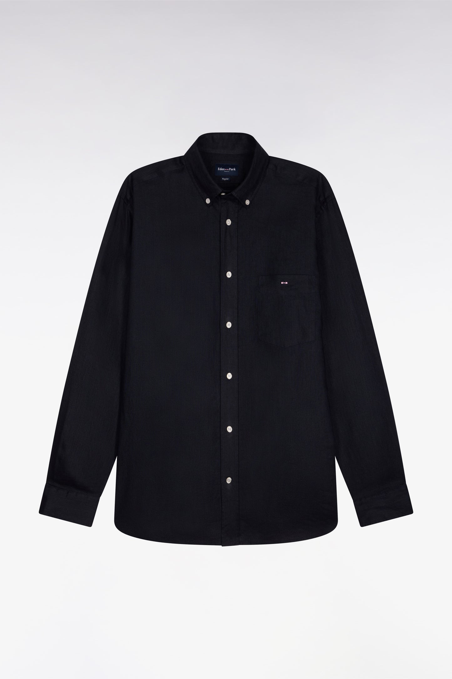 Chemise droite en lin marine