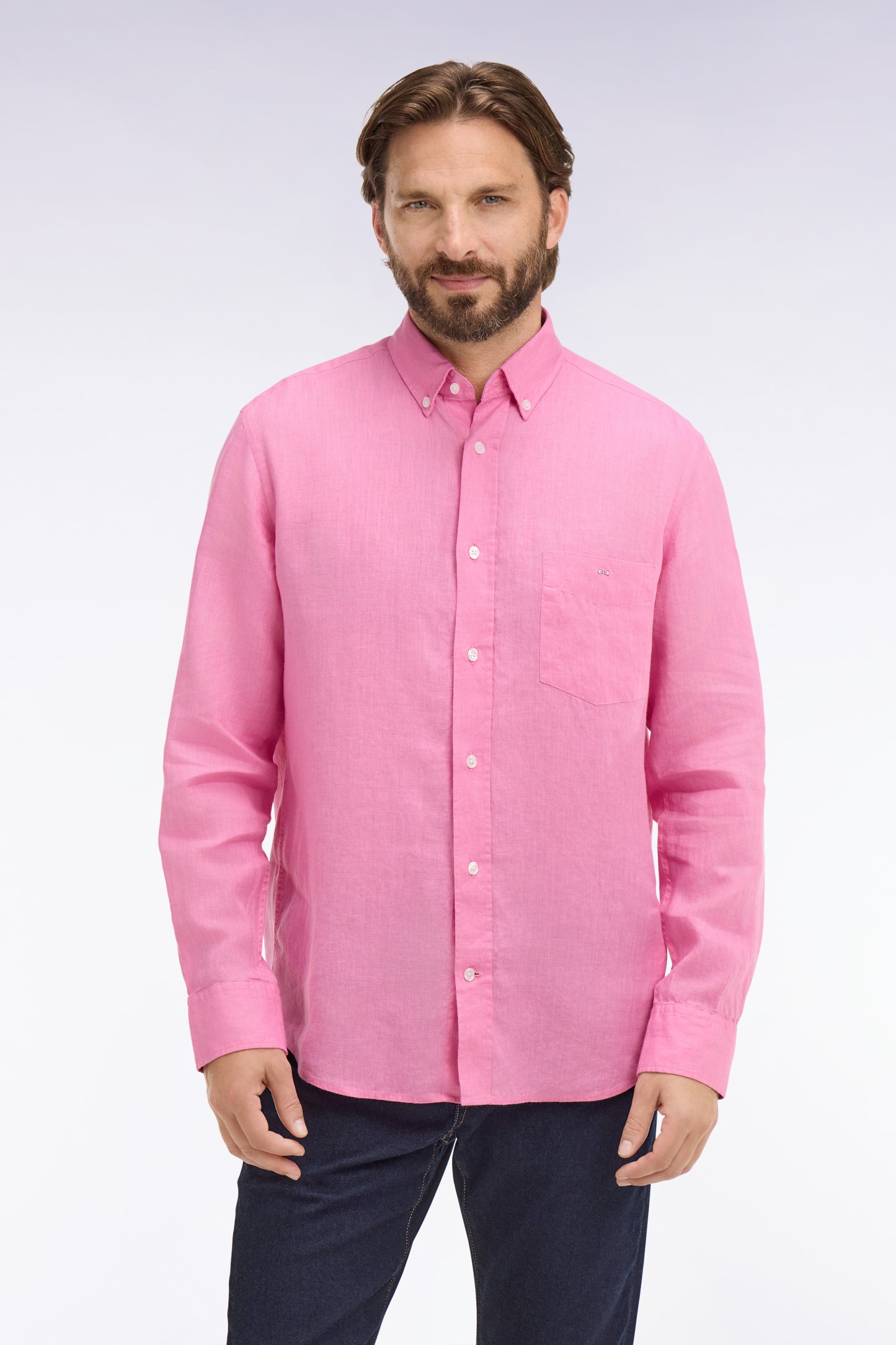 Straight pink linen shirt