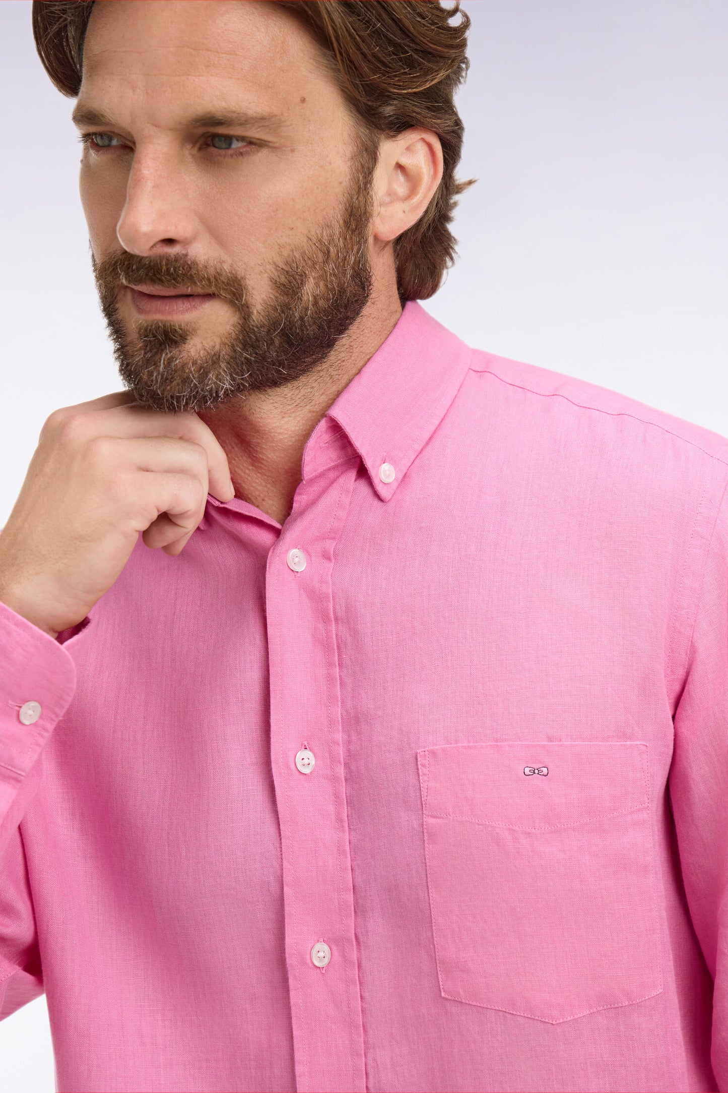 Straight pink linen shirt