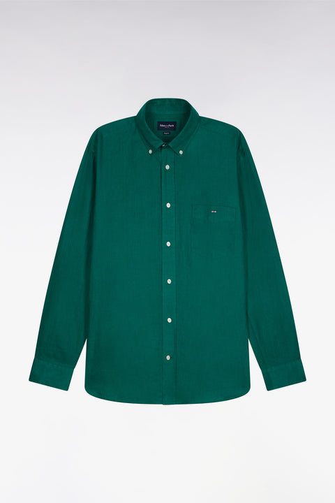 Chemise droite en lin vert menthe - Image 2