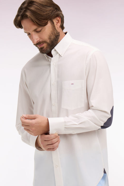 Chemise en coton blanc à coudières imprimées - Image 1