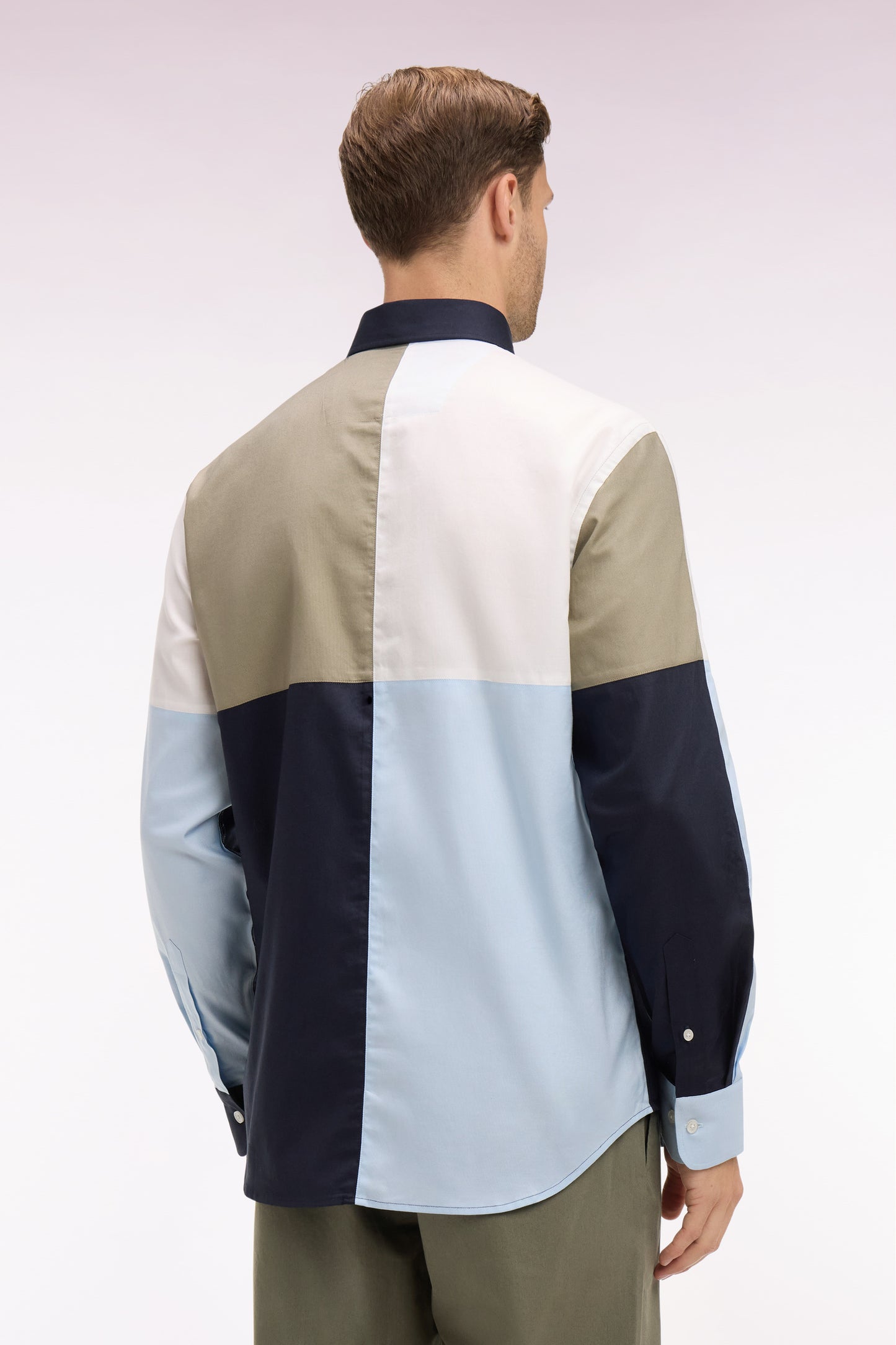 Chemise en coton ciel colorblock