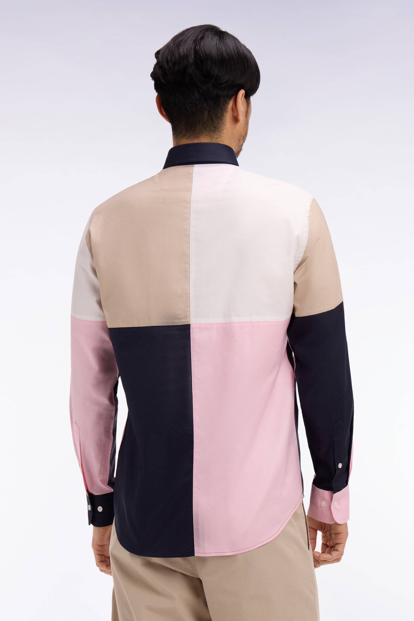 Chemise en coton rose colorblock